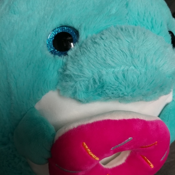 Narwhal holding a Donut 16" Plush Soft Green Pink - Picture 10 of 14